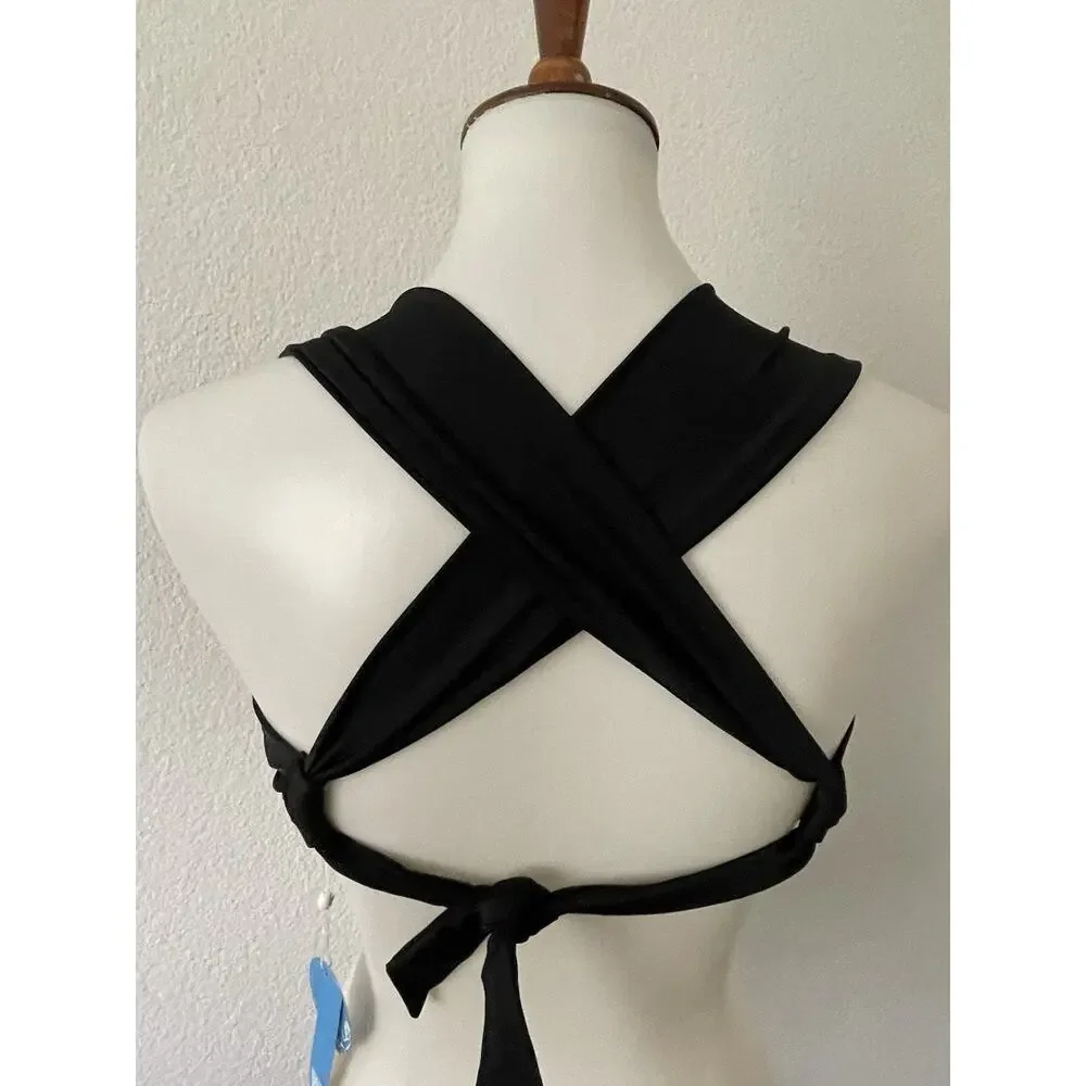 Cupshe Swim Bikini Top Plunge Criss Cross Back Swimwear